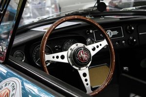 A vintage steering wheel